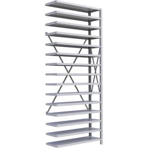 Interlok Shelving Unit - Add-On, 15, 800 lbs., Steel, 36", 12", 18", 24", 88", Boltless, Open, No, Light Grey
