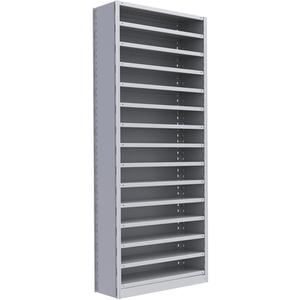Interlok Shelving Unit - Starter, 15, 800 lbs., Steel, 36", 12", 18", 24", 88", Boltless, Closed, No, Light Grey