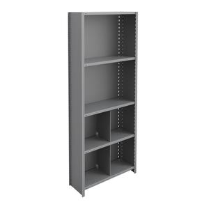 Interlok Shelving Unit - Starter, 5, 800 lbs., Steel, 36", 12", 18", 24", 88", Boltless, Closed, No, Light Grey, 2