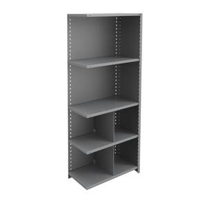Interlok Shelving Unit - Add-On, 5, 800 lbs., Steel, 36", 12", 88", Boltless, Closed, No, Light Grey, 2