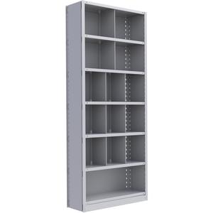 Interlok Shelving Unit - Starter, 7, 800 lbs., Steel, 36", 12", 18", 24", 88", Boltless, Closed, No, Light Grey, 14