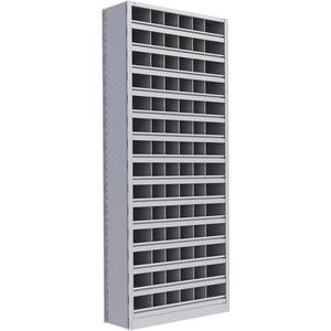 Interlok Shelving Unit - Starter, 15, 800 lbs., Steel, 36", 12", 18", 24", 88", Boltless, Closed, No, Light Grey, 84, 14