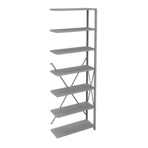 Interlok Shelving Unit - Add-On, 7, 800 lbs., Steel, 36", 12", 18", 24", 100", Boltless, Open, No, Light Grey
