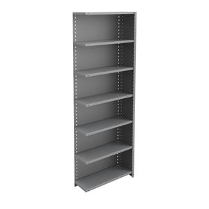 Interlok Shelving Unit - Add-On, 7, 800 lbs., Steel, 36", 12", 18", 24", 100", Boltless, Closed, No, Light Grey