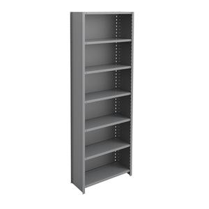 Interlok Shelving Unit - Starter, 7, 800 lbs., Steel, 36", 12", 18", 24", 100", Boltless, Closed, No, Light Grey