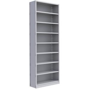 Interlok Shelving Unit - Starter, 9, 800 lbs., Steel, 36", 12", 18", 24", 100", Boltless, Closed, No, Light Grey