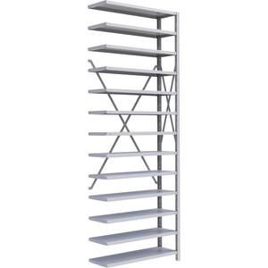 Interlok Shelving Unit - Add-On, 13, 800 lbs., Steel, 36", 12", 18", 24", 100", Boltless, Open, No, Light Grey