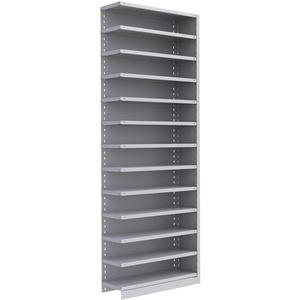 Interlok Shelving Unit - Add-On, 13, 800 lbs., Steel, 36", 12", 18", 24", 100", Boltless, Closed, No, Light Grey