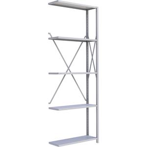 Interlok Shelving Unit - Add-On, 5, 800 lbs., Steel, 36", 12", 18", 24", 100", Boltless, Open, No, Light Grey