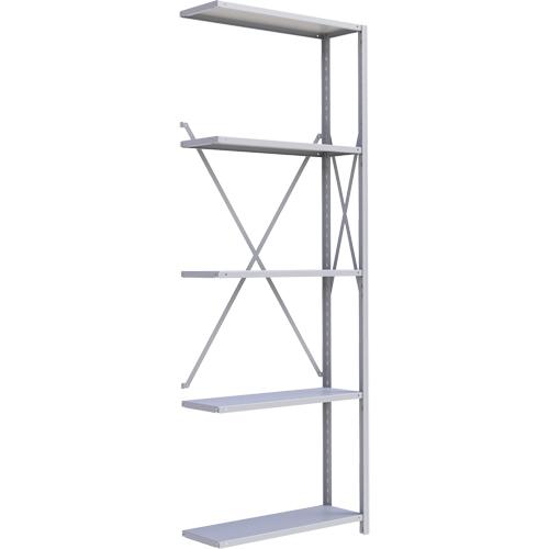 Interlok Shelving Unit - Add-On, 5, 800 lbs., Steel, 36", 12", 18", 24", 100", Boltless, Open, No, Light Grey