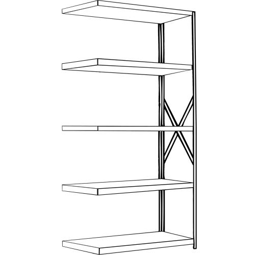 Interlok Shelving Unit - Add-On, 5, 800 lbs., Steel, 36", 12", 18", 24", 100", Boltless, Open, No, Light Grey - Image 2