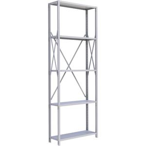 Interlok Shelving Unit - Starter, 5, 800 lbs., Steel, 36", 12", 18", 24", 100", Boltless, Open, No, Light Grey