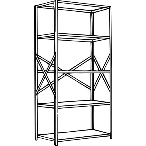 Interlok Shelving Unit - Starter, 5, 800 lbs., Steel, 36", 12", 18", 24", 100", Boltless, Open, No, Light Grey - Image 2