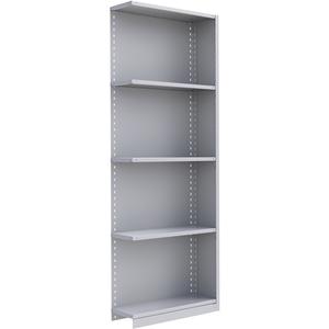 Interlok Shelving Unit - Add-On, 5, 800 lbs., Steel, 36", 12", 18", 24", 100", Boltless, Closed, No, Light Grey