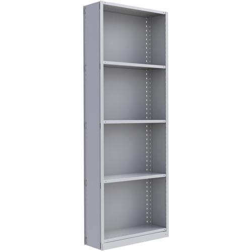 Interlok Shelving Unit - Starter, 5, 800 lbs., Steel, 36", 12", 18", 24", 100", Boltless, Closed, No, Light Grey