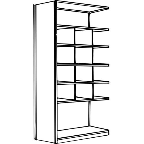 Interlok Shelving Unit - Add-On, 7, 800 lbs., Steel, 36", 12", 18", 24", 100", Boltless, Closed, No, Light Grey, 8