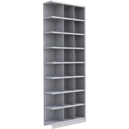 Interlok Shelving Unit - Add-On, 9, 800 lbs., Steel, 36", 12", 18", 24", 100", Boltless, Closed, No, Light Grey, 24