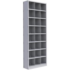 Interlok Shelving Unit - Starter, 9, 800 lbs., Steel, 36", 12", 18", 24", 100", Boltless, Closed, No, Light Grey, 24
