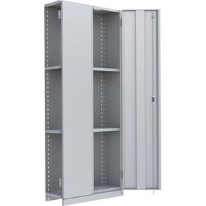 Interlok Shelving Unit - Add-On, 4, 800 lbs., Steel, 36", 12", 18", 24", 76", Boltless, Closed, Yes, Light Grey