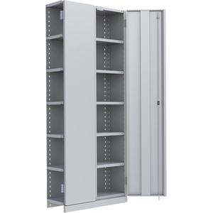 Interlok Shelving Unit - Add-On, 7, 800 lbs., Steel, 36", 12", 18", 24", 88", Boltless, Closed, Yes, Light Grey