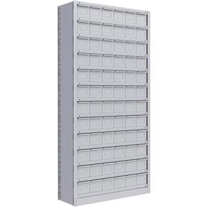 Interlok Shelving Unit - Starter, 13, 800 lbs., Steel, 36", 12", 18", 76", Boltless, Closed, No, Light Grey, 72