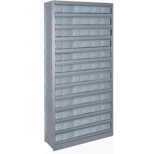 Interlok Shelving Unit - Starter, 13, 800 lbs., Steel, 36", 12", 18", 76", Boltless, Closed, No, Light Grey, 72 - Image 2
