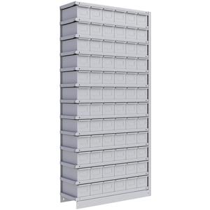 Interlok Shelving Unit - Add-On, 13, 800 lbs., Steel, 36", 12", 18", 76", Boltless, Closed, No, Light Grey, 72