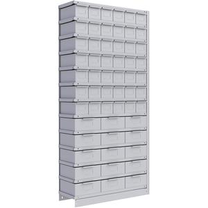 Interlok Shelving Unit - Add-On, 13, 800 lbs., Steel, 36", 12", 76", Boltless, Closed, No, Light Grey, 57