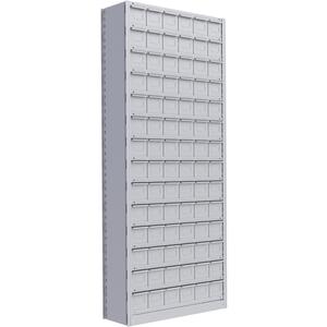 Interlok Shelving Unit - Starter, 15, 800 lbs., Steel, 36", 12", 18", 88", Boltless, Closed, No, Light Grey, 84
