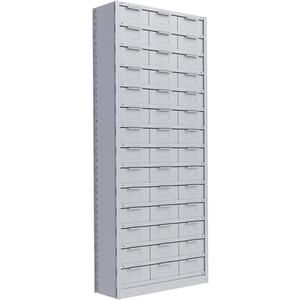 Interlok Shelving Unit - Starter, 15, 800 lbs., Steel, 36", 12", 18", 88", Boltless, Closed, No, Light Grey, 42