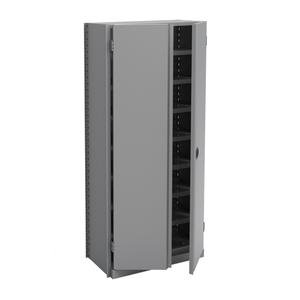 Interlok Shelving Unit - Starter, 9, 800 lbs., Steel, 36", 12", 76", Boltless, Closed, Yes, Light Grey