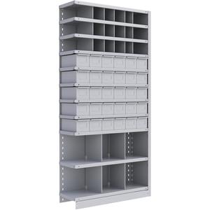 Interlok Shelving Unit - Add-On, 11, 800 lbs., Steel, 36", 12", 18", 76", Boltless, Closed, No, Light Grey, 30, 24