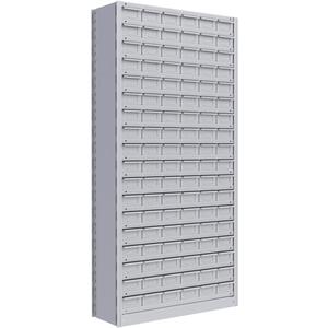 Interlok Shelving Unit - Starter, 19, 800 lbs., Steel, 36", 12", 18", 76", Boltless, Closed, No, Light Grey, 108