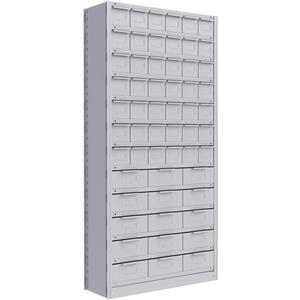 Interlok Shelving Unit - Starter, 13, 800 lbs., Steel, 36", 12", 76", Boltless, Closed, No, Light Grey, 57