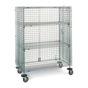 Wire Shelf Cart - 2, 500 lbs., Chrome Plated, 21-1/2", 68-1/2", 40", Rubber