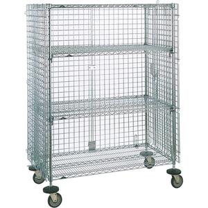 Security Carts - 3, 500 lbs., Chrome Plated, 21-1/2", 68-1/2, 38-1/2", Rubber