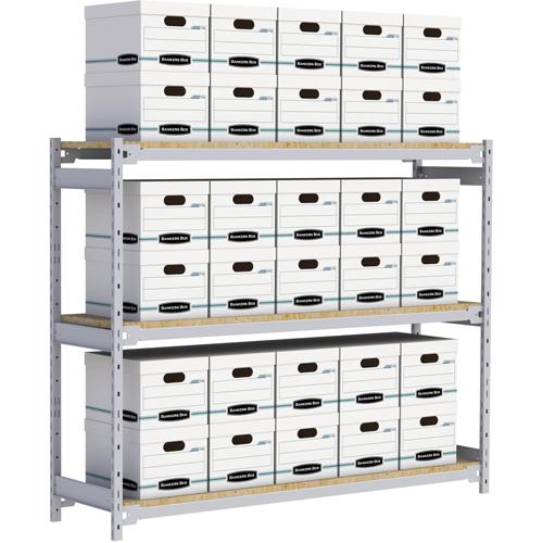 Wide Span Record Storage Shelving - Starter, 3, 800 lbs., 18", 32", 60", 72", Steel, Grey, 30