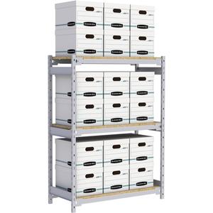 Wide Span Record Storage Shelving - Starter, 3, 1340 lbs., 18", 32", 60", 42", Steel, Grey, 18