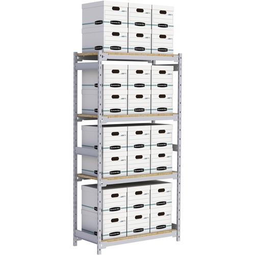 Wide Span Record Storage Shelving - Starter, 4, 1340 lbs., 18", 32", 84", 42", Steel, Grey, 24