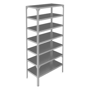 Shelving Unit - Starter, 7, 300 lbs., Galvanized Steel, 48", 12", 15", 18", 24", 84", Slotted Angle, Open, Open