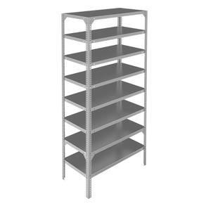 Shelving Unit - Starter, 8, 300 lbs., Galvanized Steel, 48", 12", 15", 18", 24", 96", Slotted Angle, Open, Open