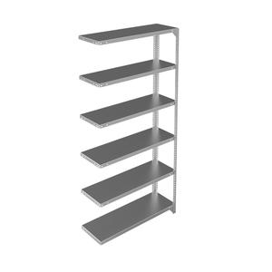 Shelving Unit - Add-On, 6, 400 lbs., Galvanized Steel, 36", 12", 15", 18", 24", 72", Slotted Angle, Open, Open
