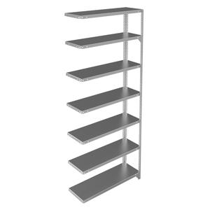Shelving Unit - Add-On, 7, 400 lbs., Galvanized Steel, 36", 12", 15", 18", 24", 84", Slotted Angle, Open, Open