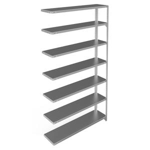 Shelving Unit - Add-On, 7, 300 lbs., Galvanized Steel, 48", 12", 15", 18", 24", 84", Slotted Angle, Open, Open