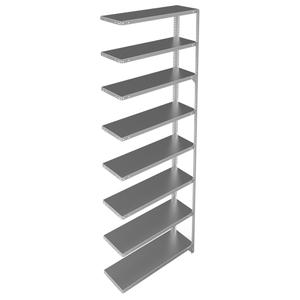 Shelving Unit - Add-On, 8, 400 lbs., Galvanized Steel, 36", 12", 15", 18", 24", 96", Slotted Angle, Open, Open