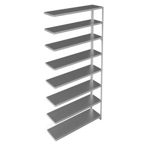 Shelving Unit - Add-On, 8, 300 lbs., Galvanized Steel, 48", 12", 15", 18", 24", 96", Slotted Angle, Open, Open