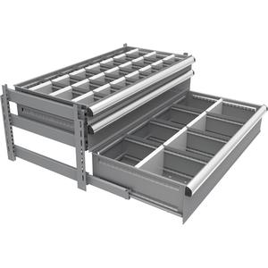 Interlok Integrated Modular Drawer System - 18", 48", 24", 3, 4, 5, Steel, 52, 18, 450 lbs., Powder Coated, 5 Years Against Manufacturer's Defects