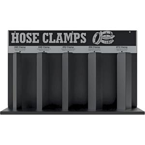 5-Loop Hose Clamp Rack - Black, 23-5/16" x 5-1/2" x 14-5/16", Glossy Powder Coat, Steel