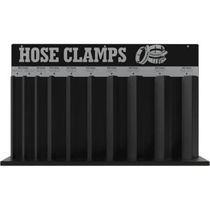 10-Loop Hose Clamp Rack - Black, 23-5/16" x 5-1/2" x 14-5/16", Glossy Powder Coat, Steel