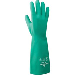 Nitri-Solve® Gloves - Small/7, X-Large/10, 2X-Large/11, Medium/8, Large/9, 13", 11-mil, Straight, Nitrile, Unlined, 144, Embossed, Green